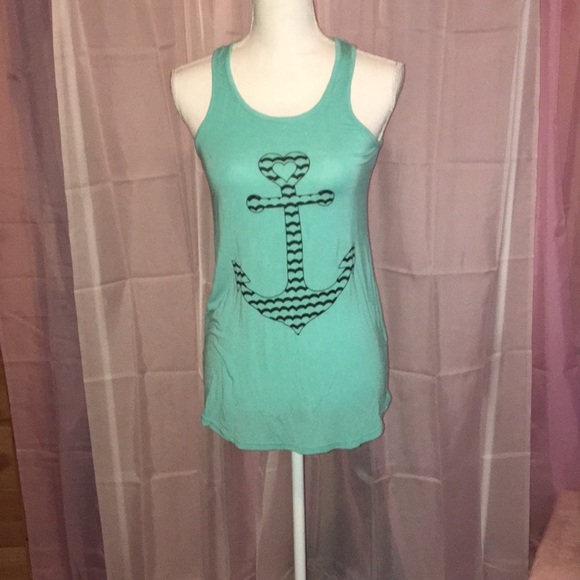Aqua Nautical Anchor Tank Top | M | NWOT - Picture 2 of 6